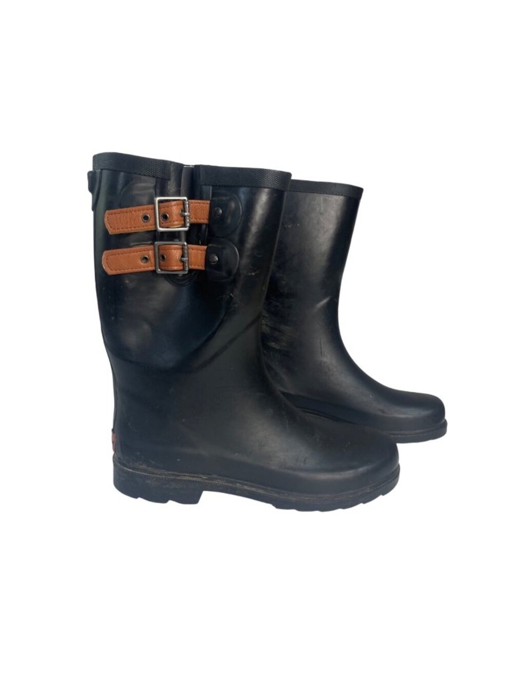 Chooka Womens Rubber Rain Boots Dual Adjustable Straps US Size 9 Black